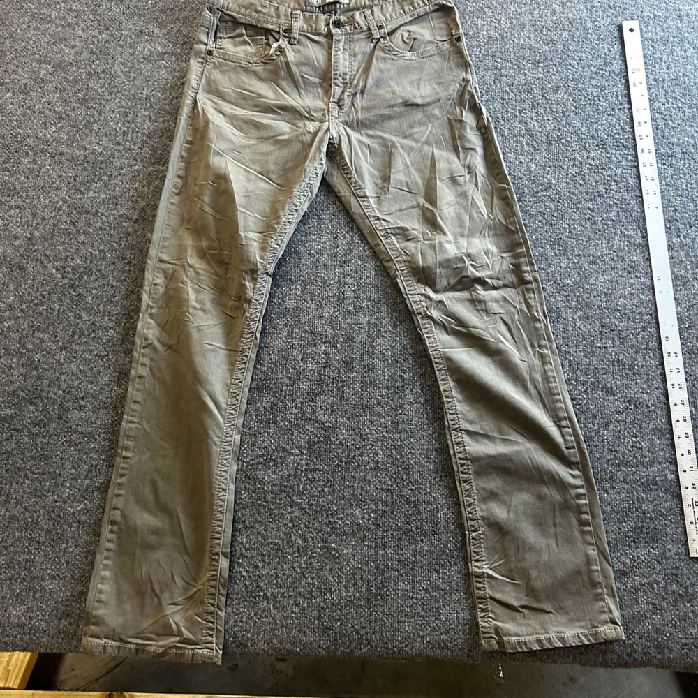 BKE Pants Mens Size 34L Jake Straight Olive Green Gray Casual Cotton Stretch